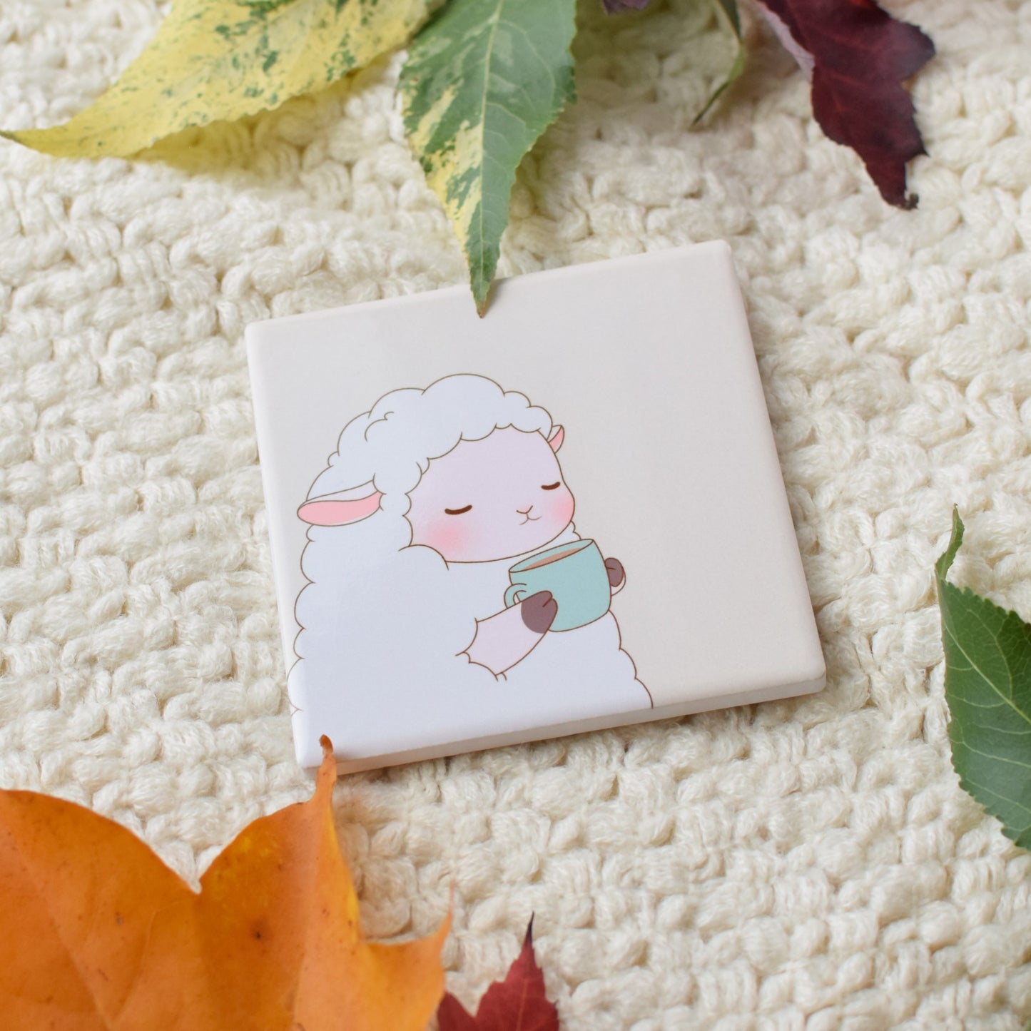 Cozy Sheep Ceramic Coaster