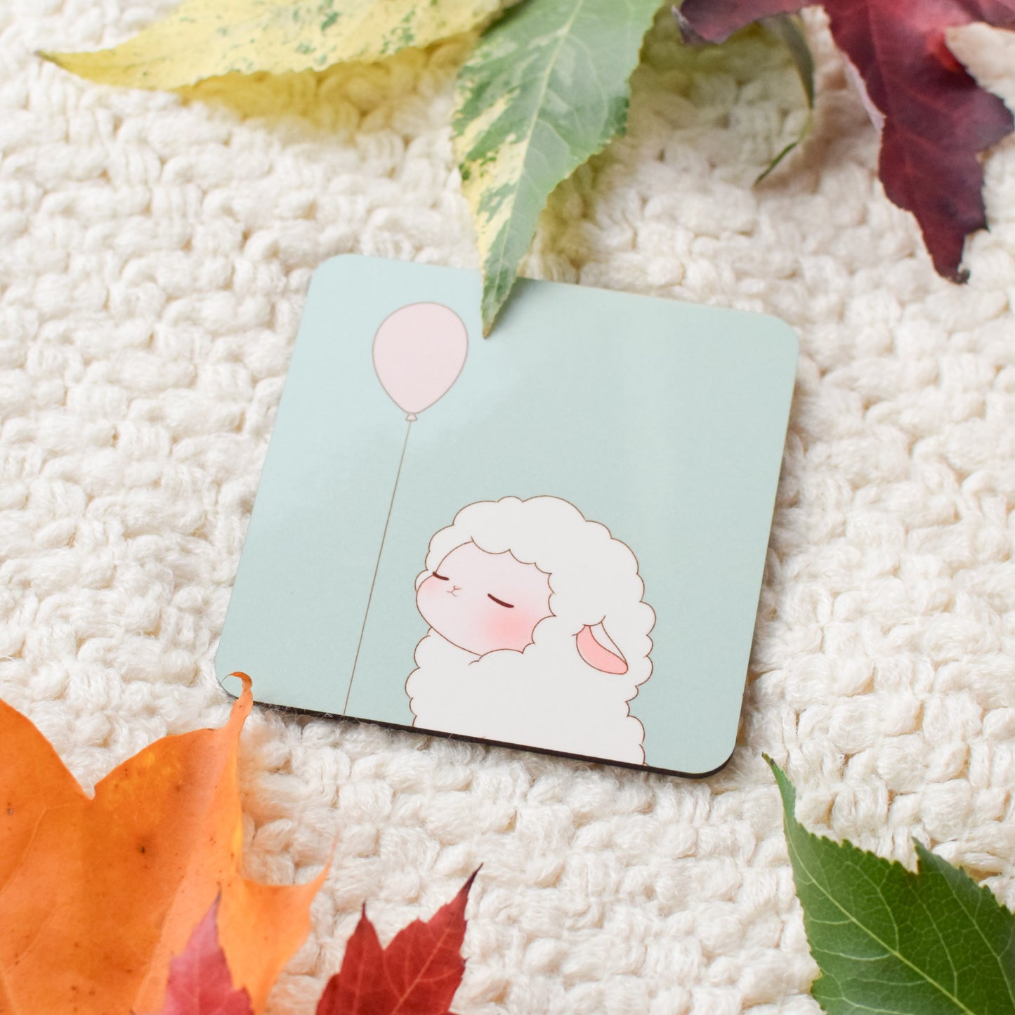 Cozy Sheep Wooden Coaster