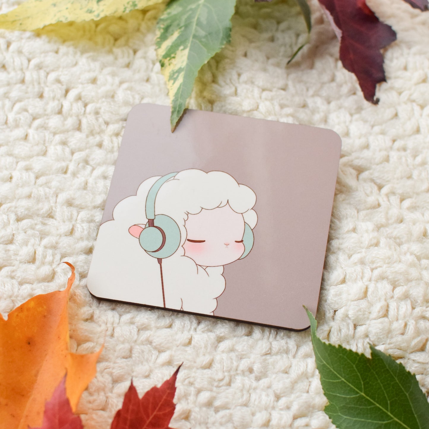 Cozy Sheep Wooden Coaster