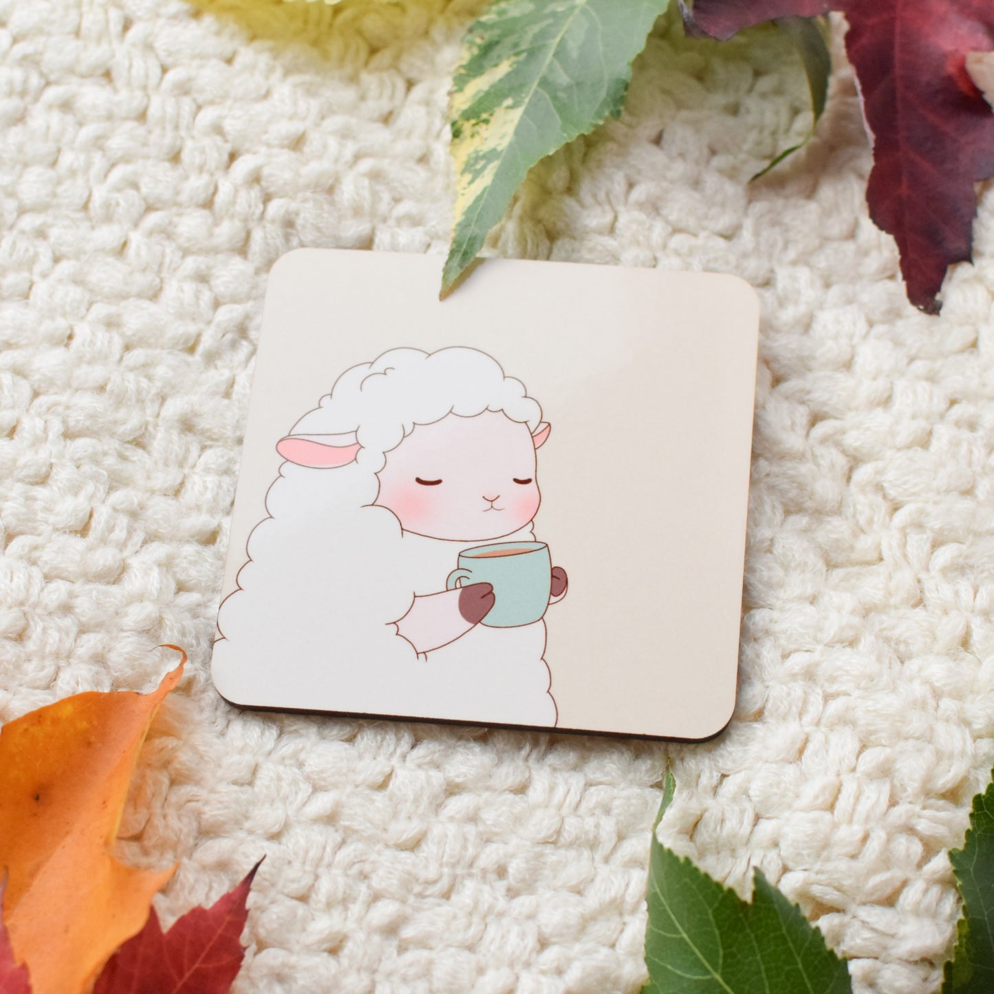 Cozy Sheep Wooden Coaster